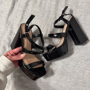 Black Patent Leather Platform Heels